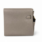 Kelly Messenger messenger bag for men and women, light gray Gold Buckle, imported leather, all-steel hand-waxed thread, the highest — Refined Top-Handle Bag