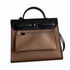 Streamlined Saddle-Inspired Handbag: Herbag 31cm Saddle-Inspired Canvas Body with Leather Handle and Shoulder Strap