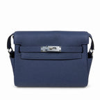Kelly Messenger messenger bag for men and women, sapphire blue Silver Buckle, imported leather, all-steel hand-waxed thread, the best value for — Structured Top-Handle Handbag