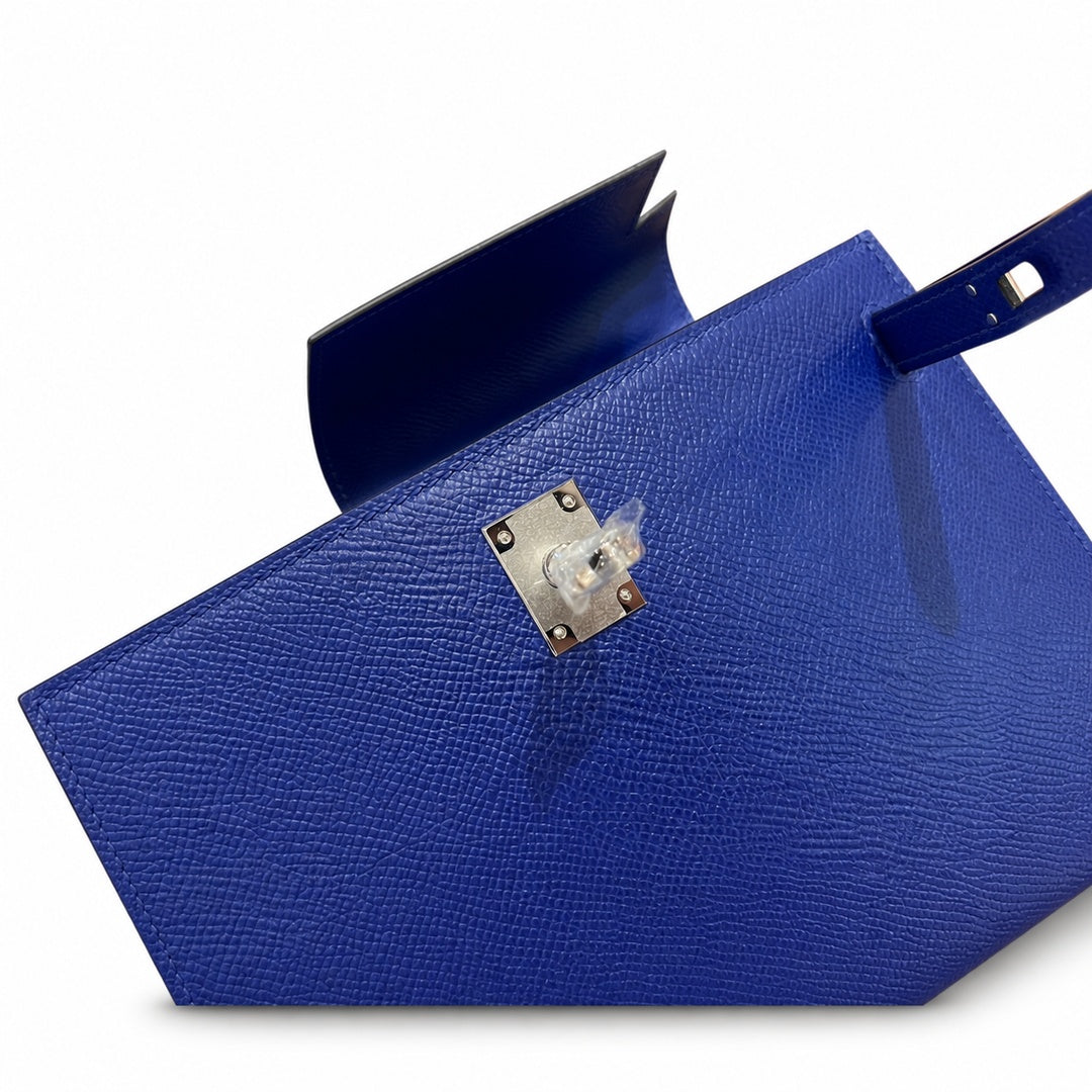 Kelly 25cm Epsom Leather 7T BlueElectric electric blue top handcraft — Elegant Structured Carry Style