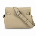Kelly Messenger messenger bag for men and women, gray Silver Buckle for windbreaker, imported leather, all-steel hand-waxed thread, the highest — Versatile Structured Bag