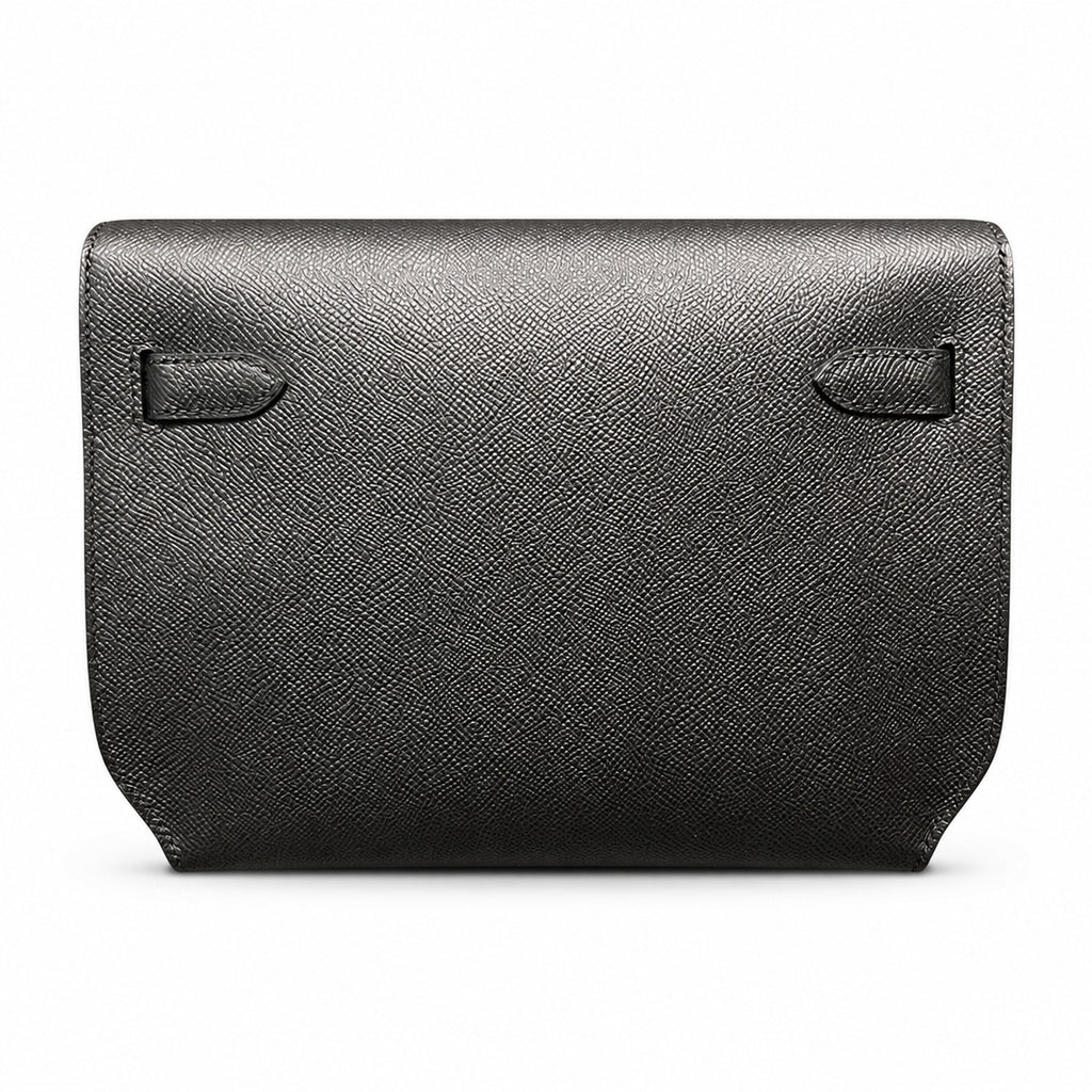 Kelly Depeches 25cm Epsom Leather 89 Noir Black top handcrafted — Versatile Hand-Carry Clutch
