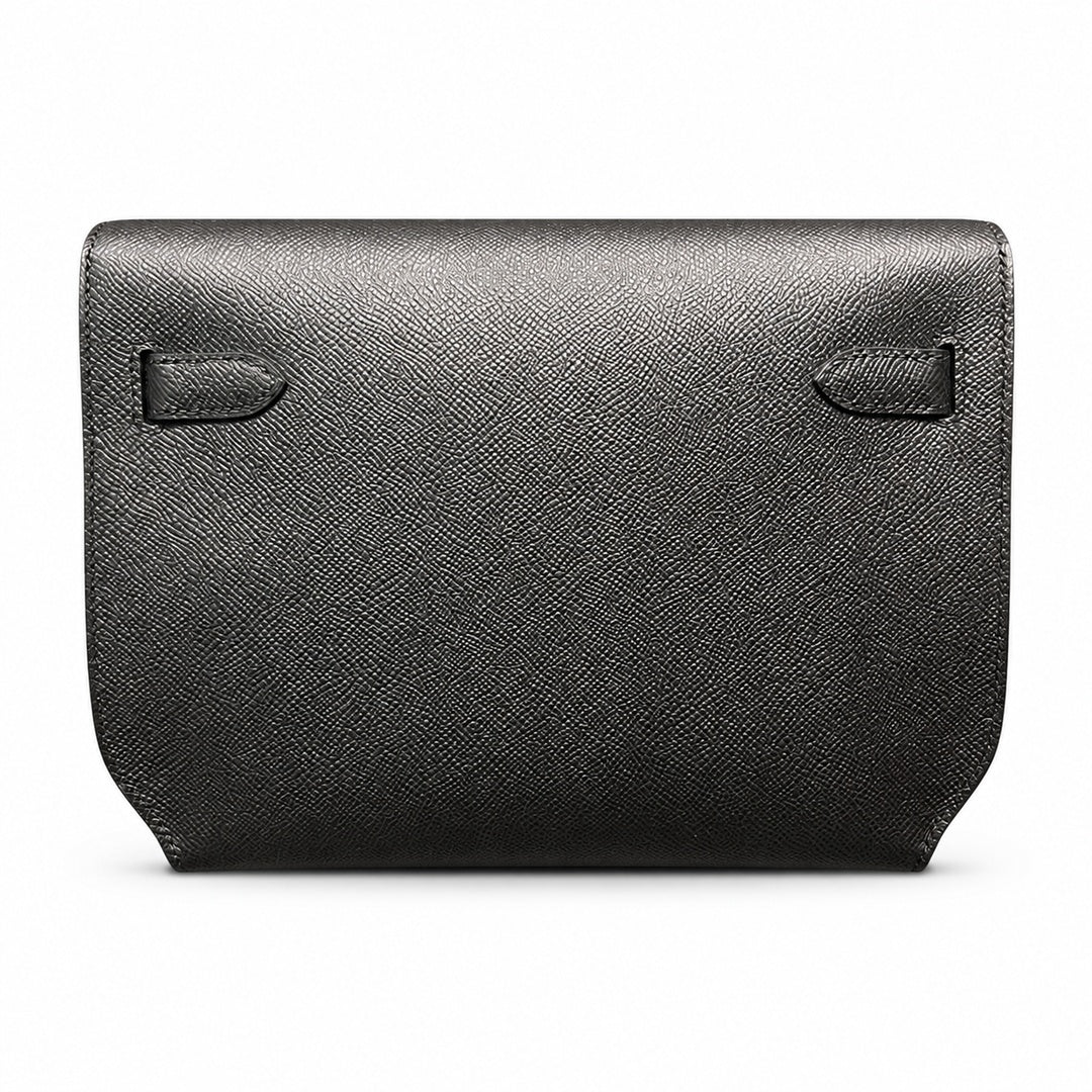 Kelly Depeches 25cm Epsom Leather 89 Noir Black top handcrafted — Versatile Hand-Carry Clutch