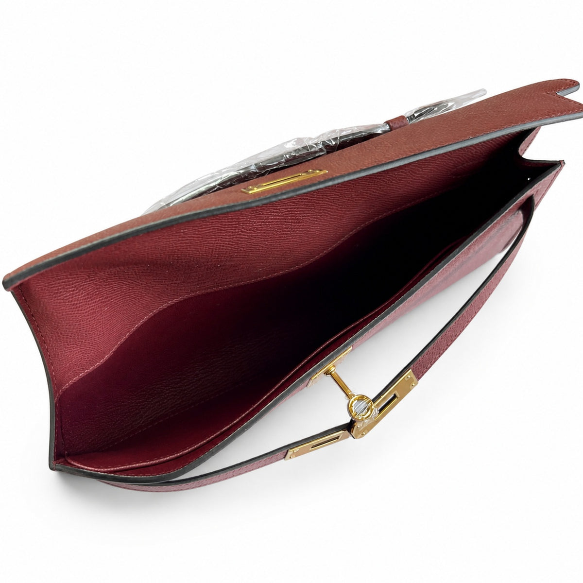 Streamlined Evening Bag: Kelly Cut 31 Clutch Epsom Leather Burgundy