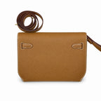 Kelly Depeches 25cm Epsom Leather, 37 Gold Brown, Gold Buckle — Sophisticated Compact Carry