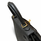 Kelly 25cm in Black Epsom Leather with Gold Buckle Handmade — Refined Top-Handle Bag