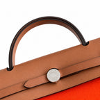 Refined Leather-Trimmed Shoulder Bag: Herbag 31cm Saddle-Inspired Canvas Body with Leather Handle and Shoulder Strap