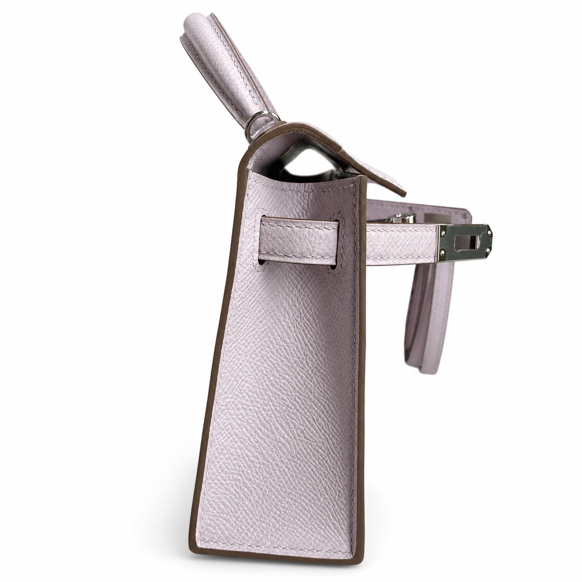 handmade Mini Kelly II 19cm imported Epsom Leather dreamy Pink and purple Silver Buckle — Small Structured Carry Style