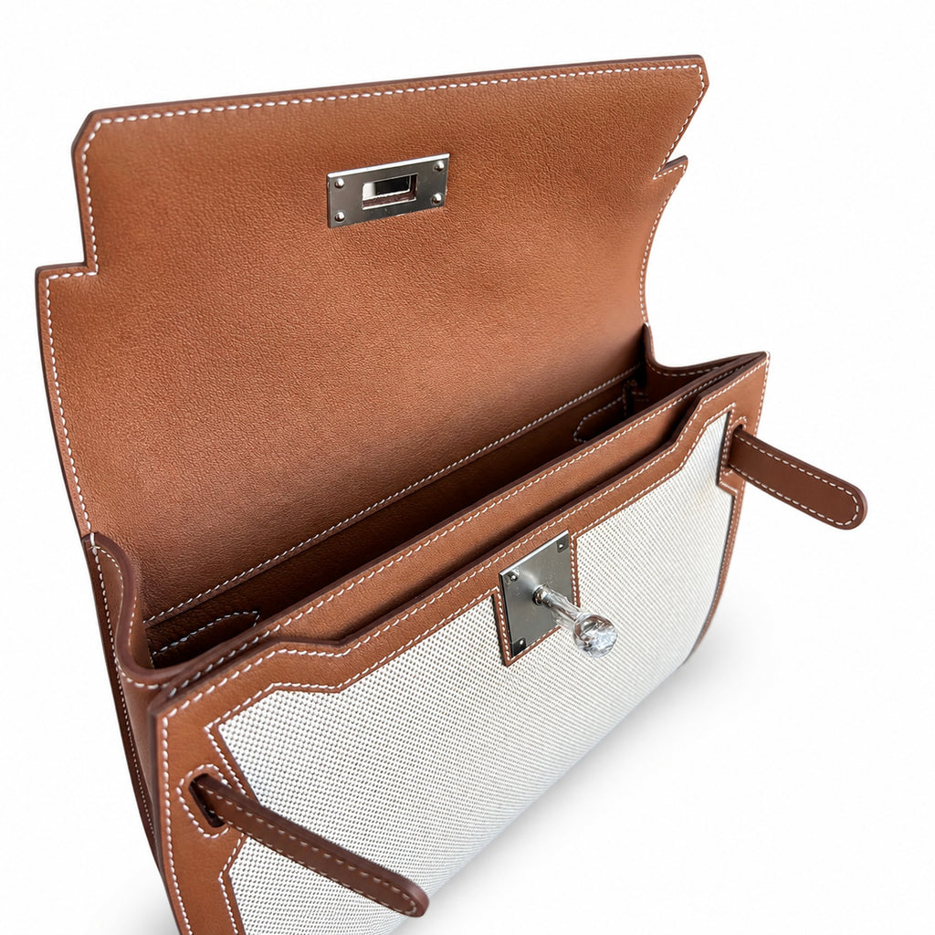 Kelly Depeches 25cm Swift Leather with Shoulder Strap — Versatile Hand-Carry Clutch