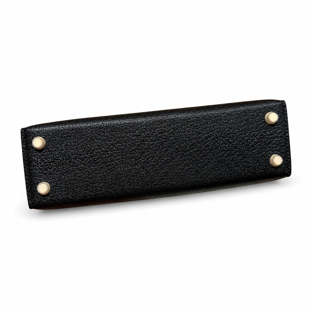 Mini Kelly II 19cm in Black Epsom Leather with Gold Buckle — Polished Compact Handbag