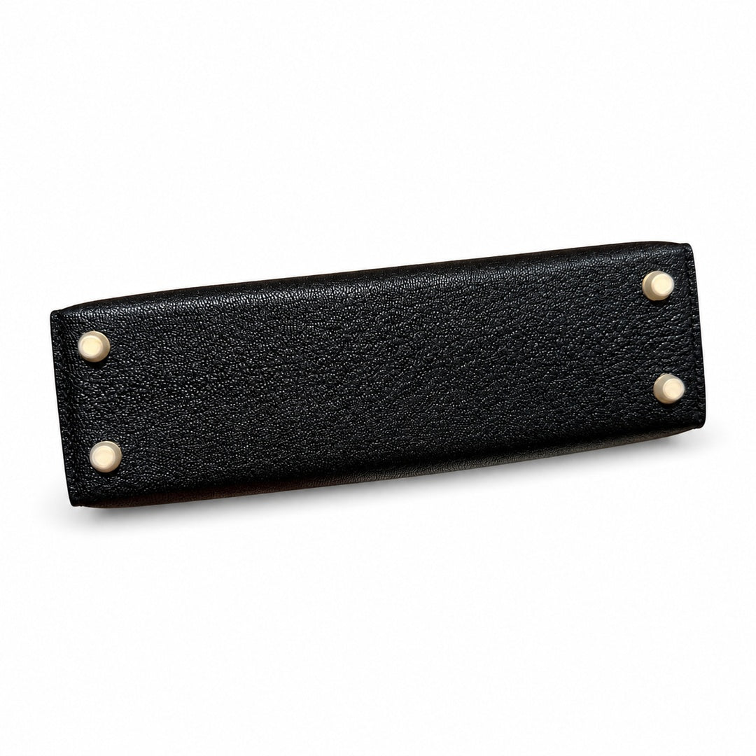 Mini Kelly II 19cm in Black Epsom Leather with Gold Buckle — Polished Compact Handbag