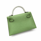 Streamlined Mini Handbag: second generation Kelly 19cm imported Epsom Leather avocado green Gold and Silver Buckle wax thread