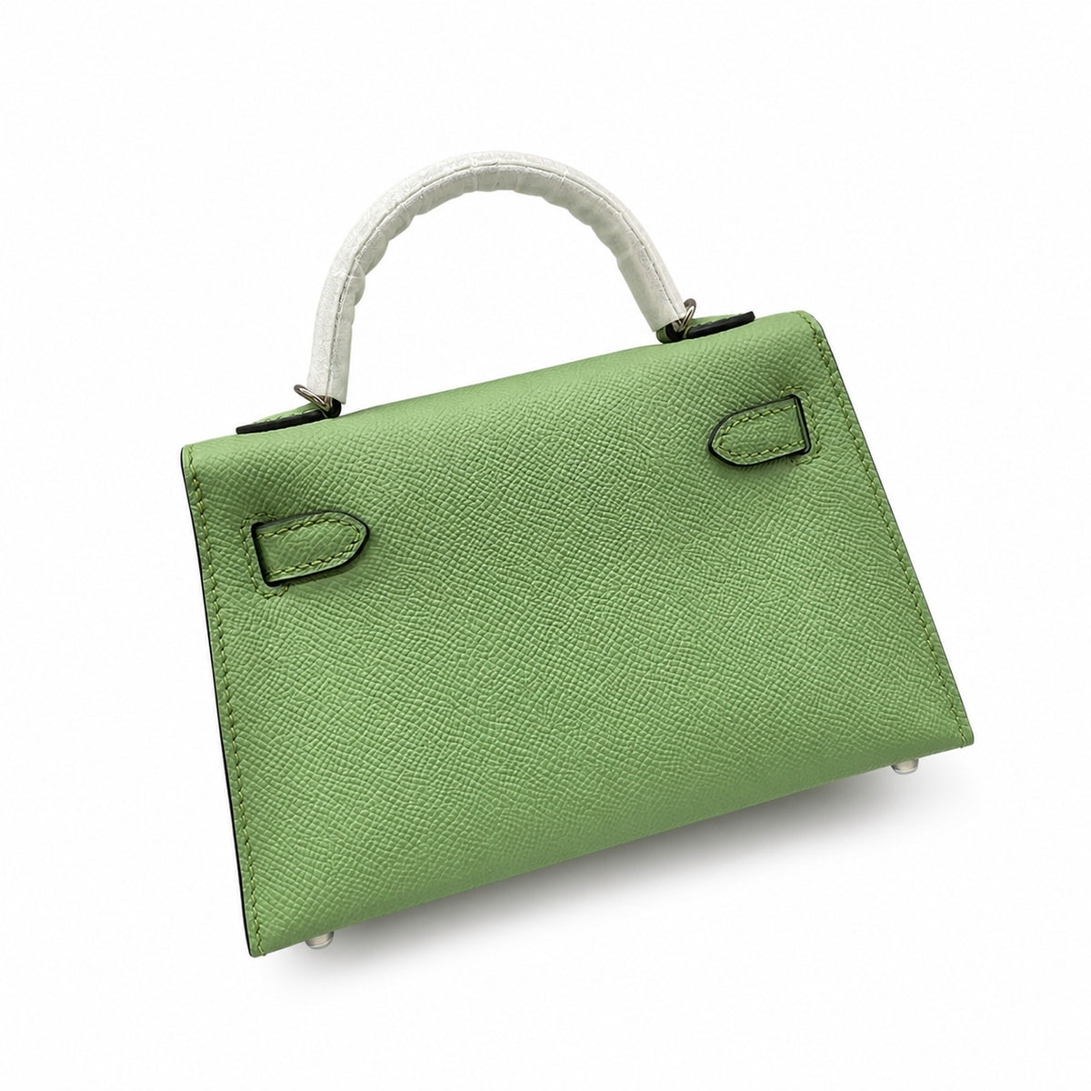 Streamlined Mini Handbag: second generation Kelly 19cm imported Epsom Leather avocado green Gold and Silver Buckle wax thread