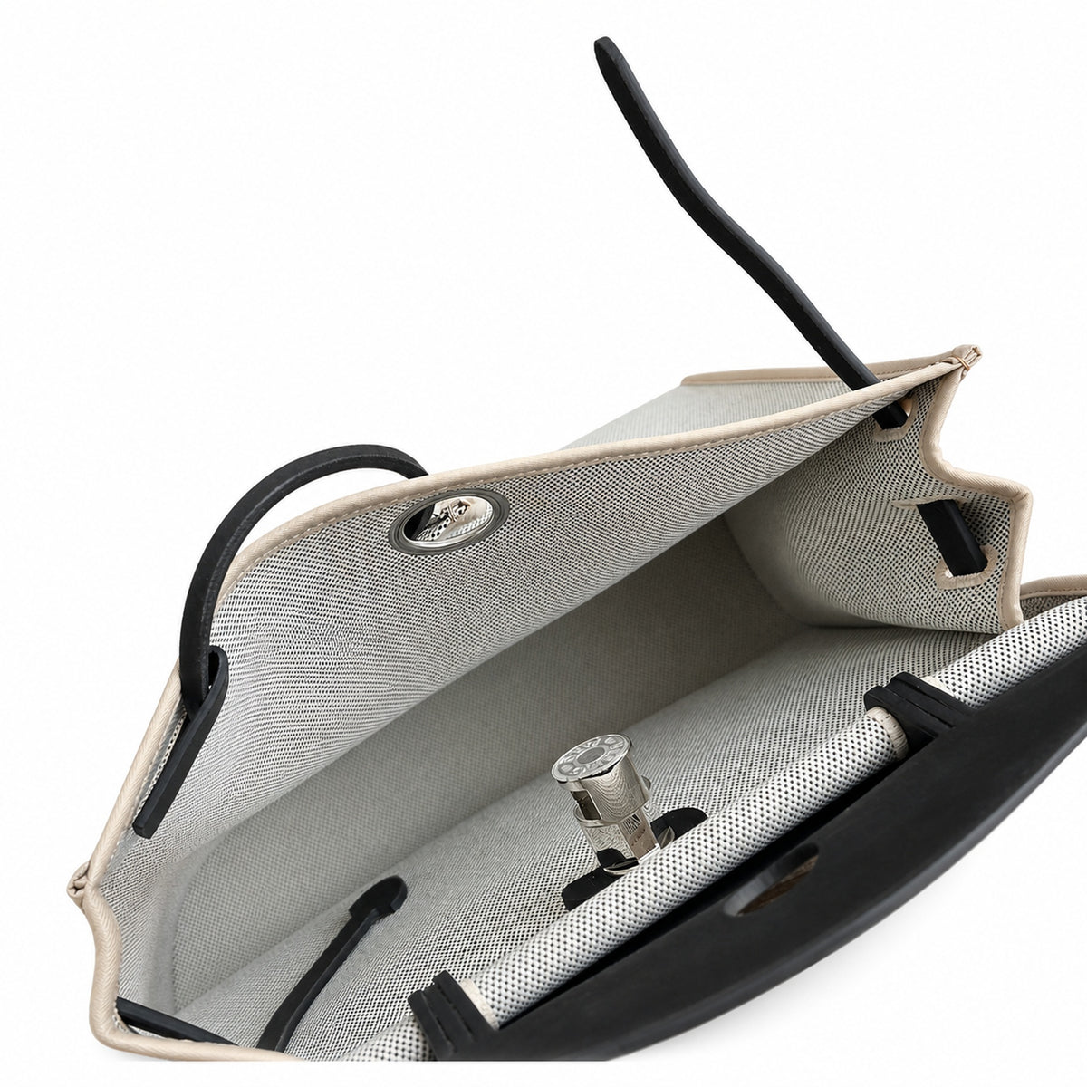 Versatile Canvas Shoulder Carry: Herbag 31cm Saddle-Inspired Canvas Body with Leather Handle and Shoulder Strap