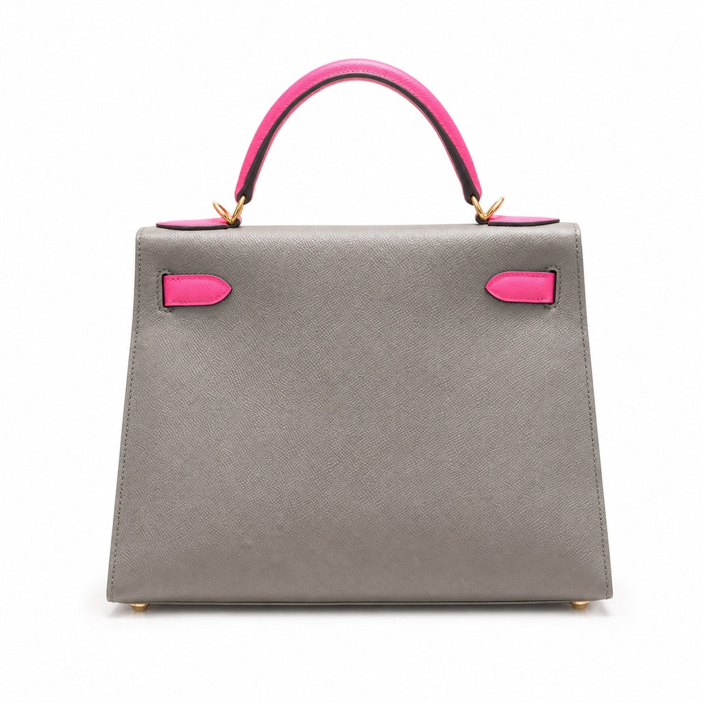 Kelly 28cm in Elephant Gray Epsom Leather Handmade — Distinctive Hand-Carry Bag