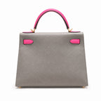 Kelly 28cm in Elephant Gray Epsom Leather Handmade — Distinctive Hand-Carry Bag