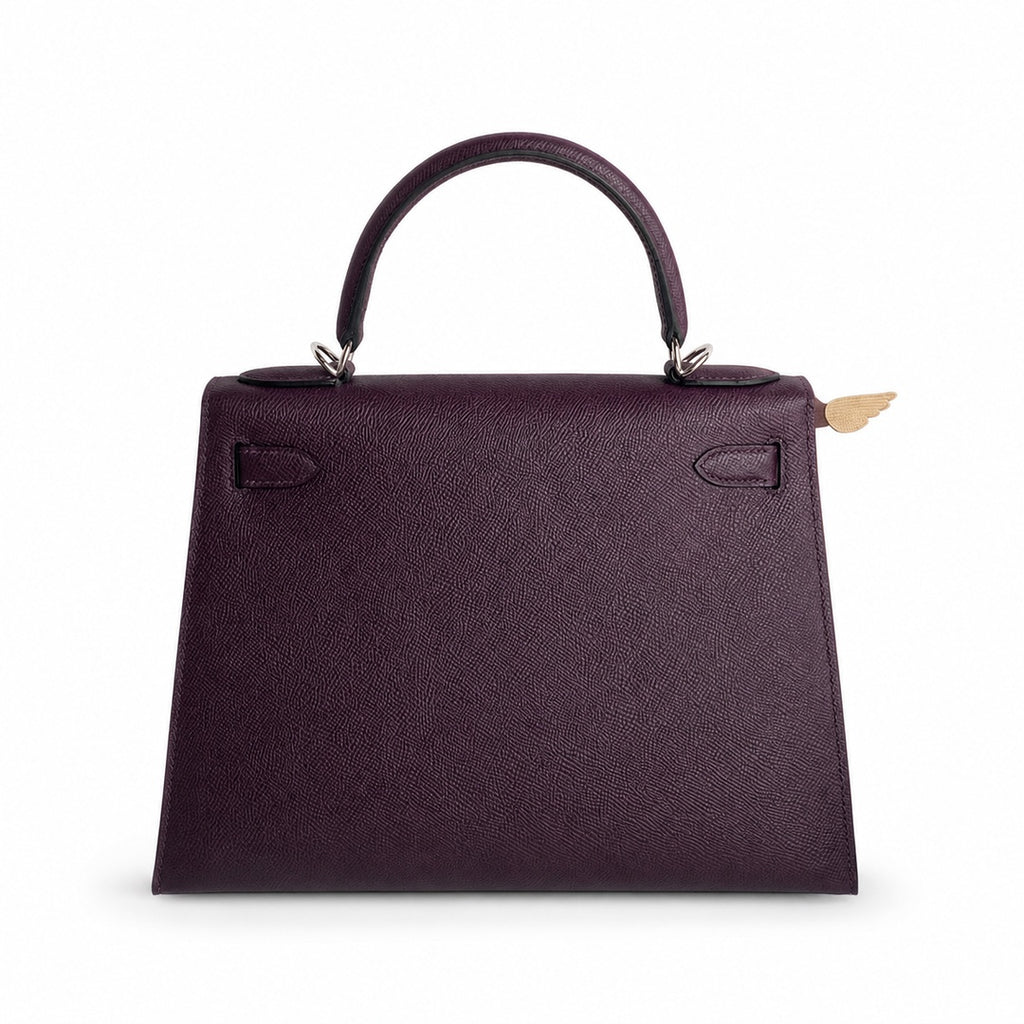 Kelly 28 grape purple Epsom Silver Buckle handmade — Classic Hand-Carry Silhouette