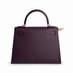 Kelly 28 grape purple Epsom Silver Buckle handmade — Classic Hand-Carry Silhouette