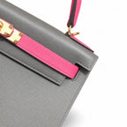 Kelly 28cm in Elephant Gray Epsom Leather Handmade — Distinctive Hand-Carry Bag