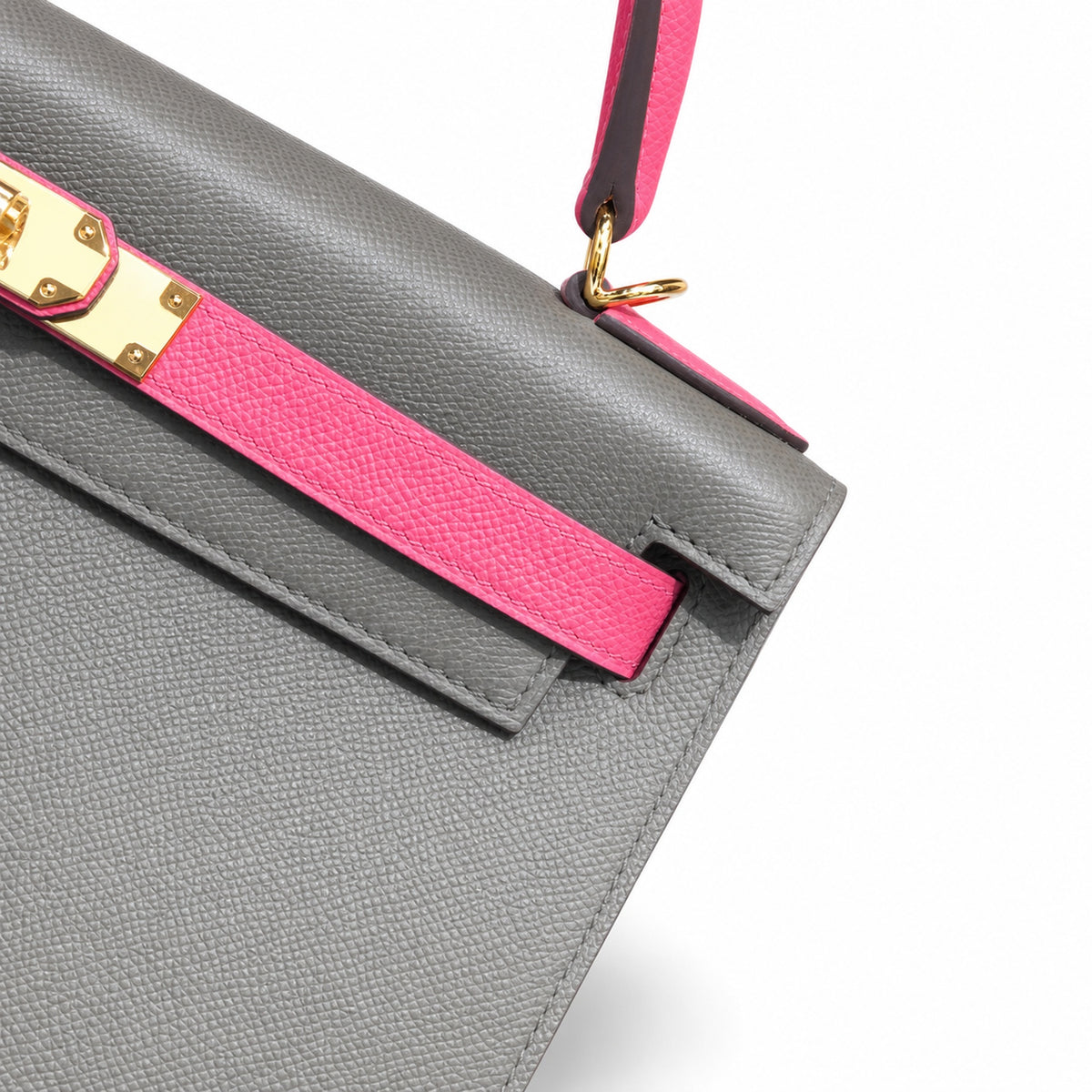 Kelly 28cm in Elephant Gray Epsom Leather Handmade — Distinctive Hand-Carry Bag