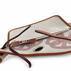 Canvas Body, Leather Handle and Shoulder Strap: Herbag 31cm Saddle-Inspired Canvas Body with Leather Handle and Shoulder Strap