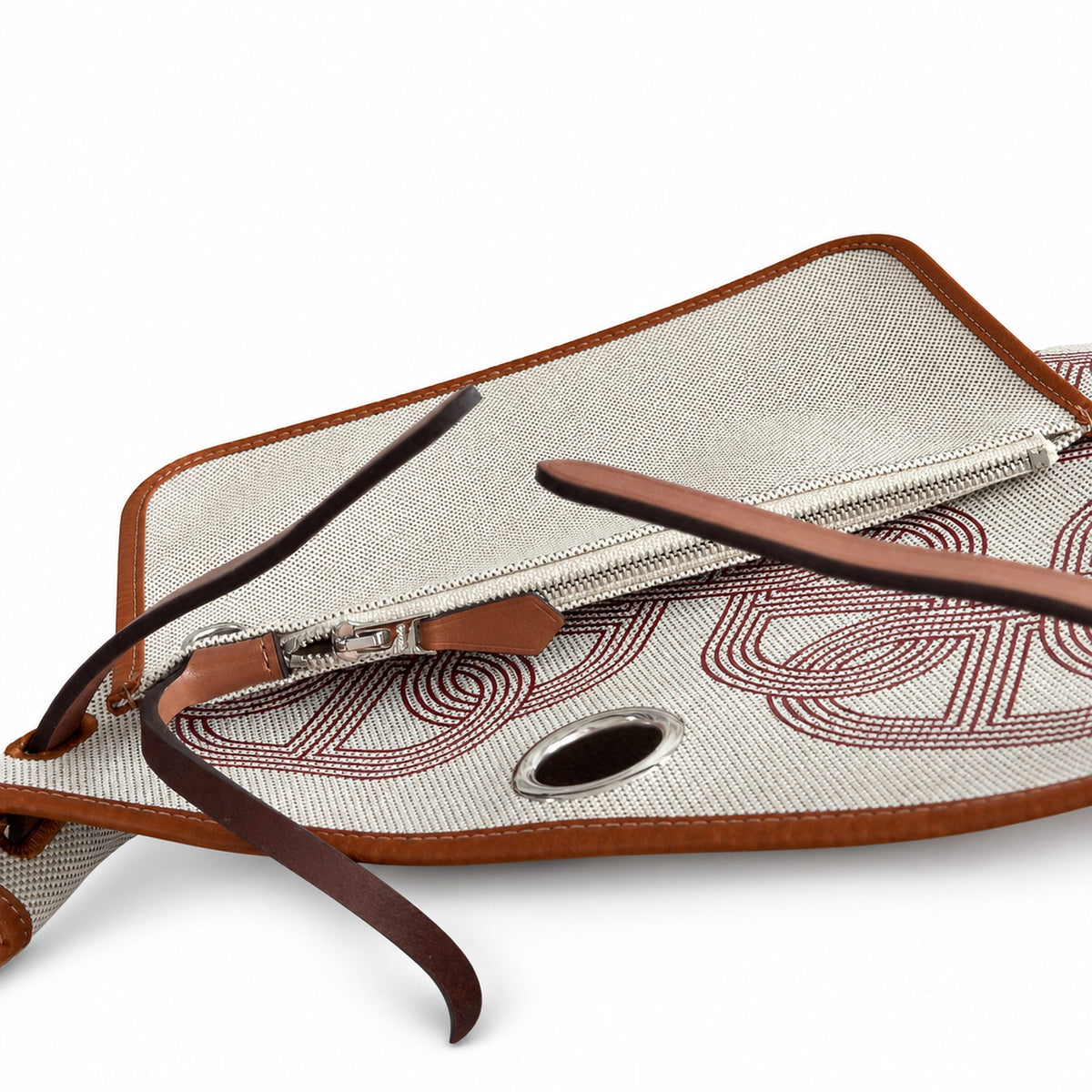 Canvas Body, Leather Handle and Shoulder Strap: Herbag 31cm Saddle-Inspired Canvas Body with Leather Handle and Shoulder Strap