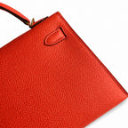 handmade Mini Kelly II 19cm imported Epsom Leather Texas Pink Gold Buckle — Versatile Mini Carry Design