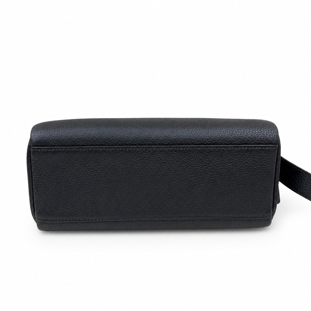 Kelly Messenger messenger bag for men and women, Black Silver Buckle, imported leather, all-steel hand-waxed thread, the highest cost-effectiveness — Versatile Structured Bag