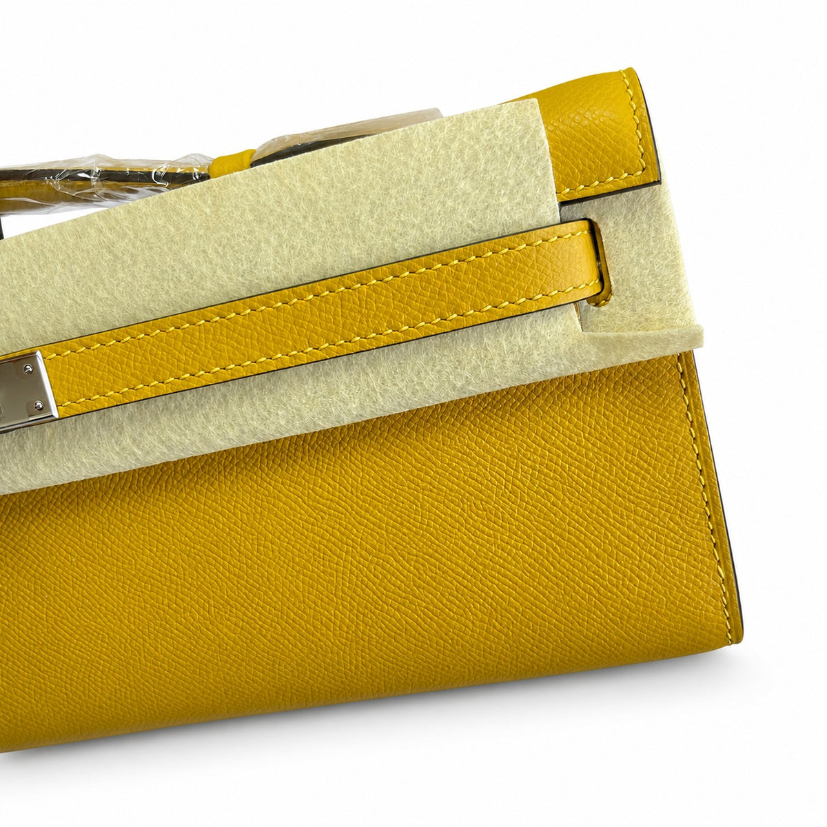 Refined Flat Clutch: Kelly Cut 31 Clutch Epsom Leather Amber Yellow