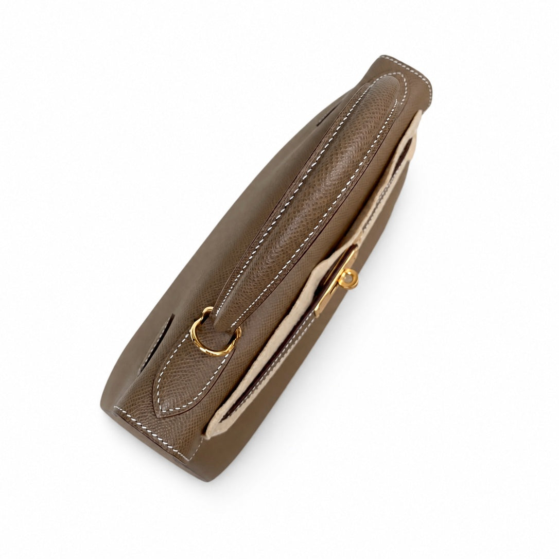 Kelly 28cm Gold Buckle (Gold) Epsom 18 Elephant Gray Etoupe handmade — Classic Hand-Carry Silhouette