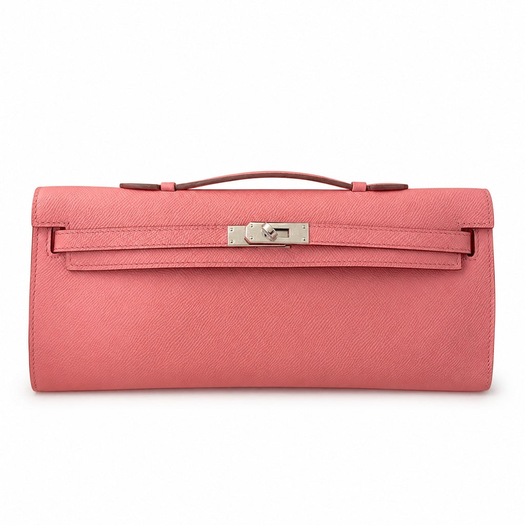 Kelly cut 31 clutch Epsom Milkshake Powder Silver Buckle — Versatile Flat Handbag