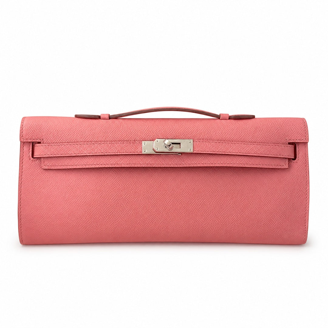 Kelly cut 31 clutch Epsom Milkshake Powder Silver Buckle — Versatile Flat Handbag