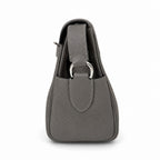 Kelly Messenger messenger bag for men and women, pewter gray Silver Buckle, imported leather, all-steel hand-waxed thread, the highest — Refined Top-Handle Bag