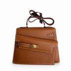 Kelly desordre 20cm Golden Brown Gold Buckle Epsom handmade double sided Kelly — Versatile Two-Sided Kelly Design