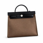 Streamlined Saddle-Inspired Handbag: Herbag 31cm Saddle-Inspired Canvas Body with Leather Handle and Shoulder Strap