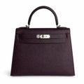 Kelly 28 grape purple Epsom Silver Buckle handmade — Classic Hand-Carry Silhouette