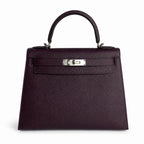 Kelly 28 grape purple Epsom Silver Buckle handmade — Classic Hand-Carry Silhouette