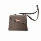 Kelly Double-Sided Epsom Leather in Elephant Gray with Gold Buckle — Distinctive Double-Sided Handbag
