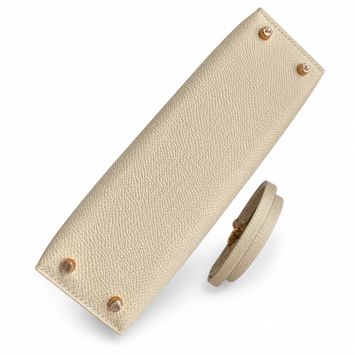 Mini Kelly II 19cm Epsom Leather Milkshake White — Elegant Compact Carry Style
