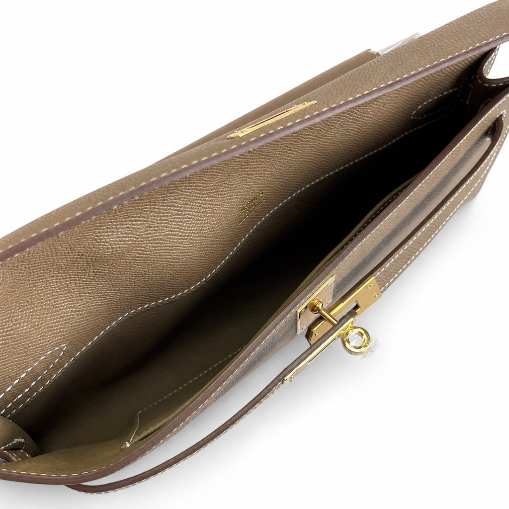 Kelly Cut 31 handbag Epsom Leather Elephant Gray — Refined Flat Clutch