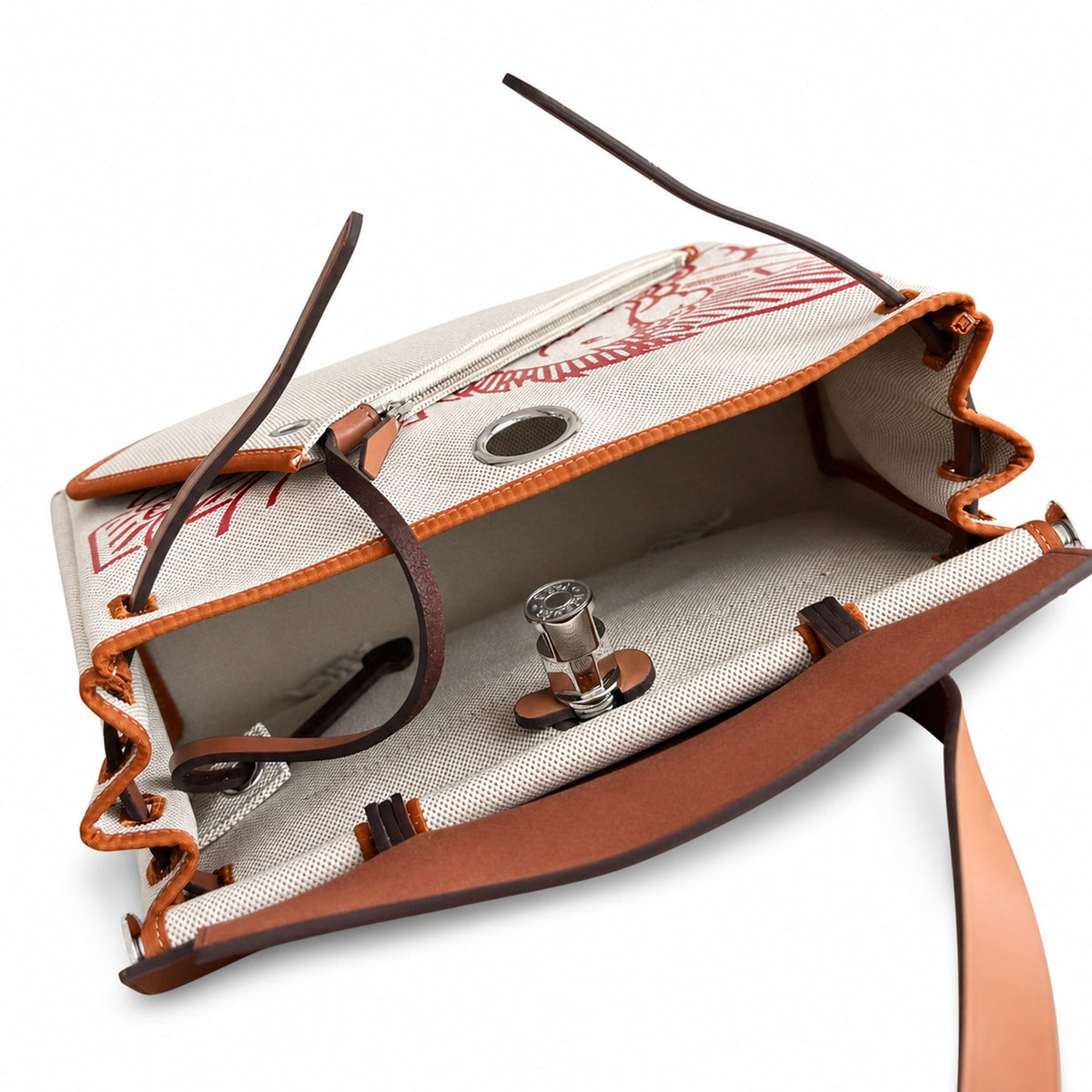 Timeless Leather-Accented Canvas Carry: Herbag 31cm Saddle-Inspired Canvas Body with Leather Handle and Shoulder Strap