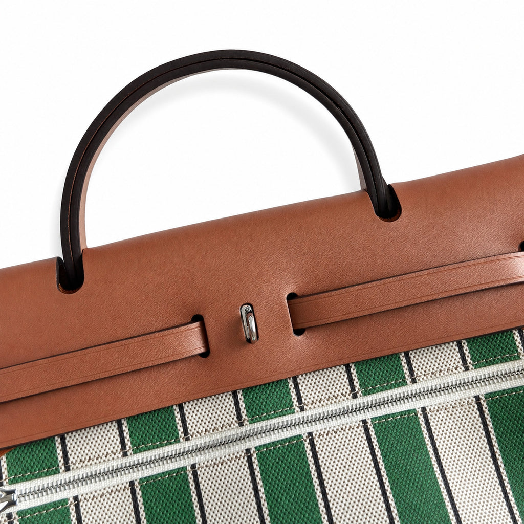 Versatile Leather-Trimmed Canvas Bag: Herbag 31cm Saddle-Inspired Canvas Body with Leather Handle and Shoulder Strap