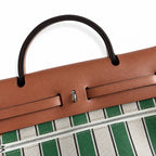 Versatile Leather-Trimmed Canvas Bag: Herbag 31cm Saddle-Inspired Canvas Body with Leather Handle and Shoulder Strap
