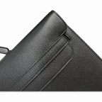 Kelly Depeches 36cm Epsom Leather 89 Noir Black top handcrafted — Streamlined Clutch Bag