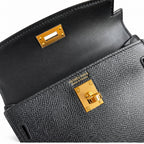 Mini Kelly II 19cm Epsom Leather Black Gold Buckle — Refined Mini Handbag