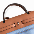 Herbag 31cm Saddle-Inspired Canvas Body with Leather Handle and Shoulder Strap — Timeless Saddle-Influenced Bag