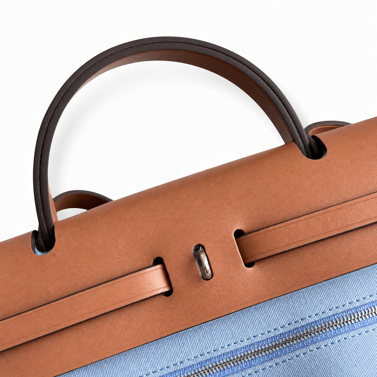 Herbag 31cm Saddle-Inspired Canvas Body with Leather Handle and Shoulder Strap — Timeless Saddle-Influenced Bag