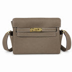 Kelly Messenger messenger bag for men and women, Elephant Gray Gold Buckle, imported leather, all-steel hand-waxed thread, the highest — Classic Hand-Carry Silhouette