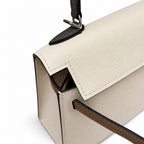 Mini Kelly II 19cm in Nata & Chai & Gris Meyer Epsom Leather with Silver Buckle — Versatile Mini Carry Design