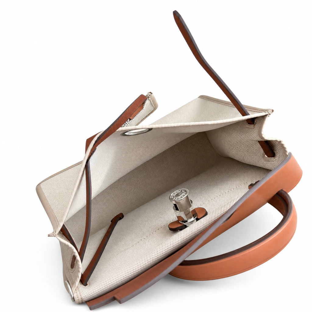 Herbag 31cm Saddle-Inspired Canvas Body with Leather Handle and Shoulder Strap — Versatile Canvas Shoulder Carry